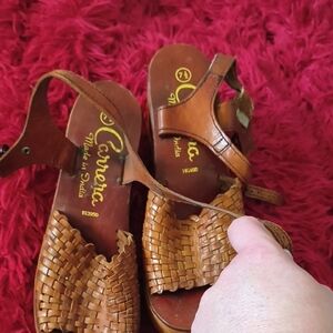 Carrera Brown Woven Leather Sandals